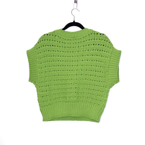 VARLEY Fillmore Knit Sweater Lime Green Crew Neck Open Stitch Women's XS - Picture 3 of 12